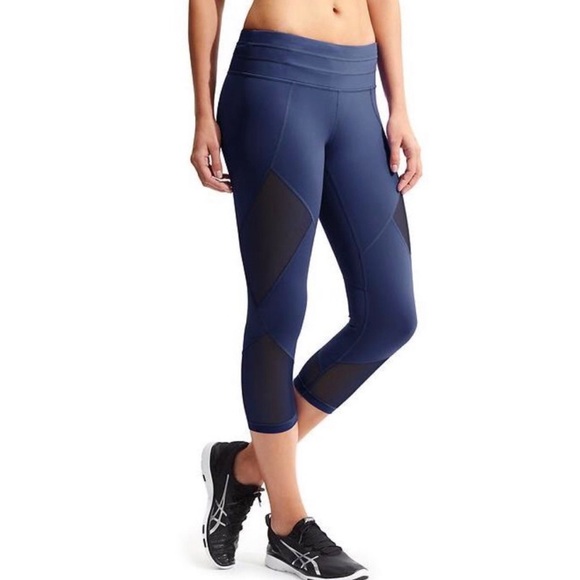 Athleta Mesh Sonar Capri Blue Athletic Crop Leggings Size Small Tall - Picture 16 of 16